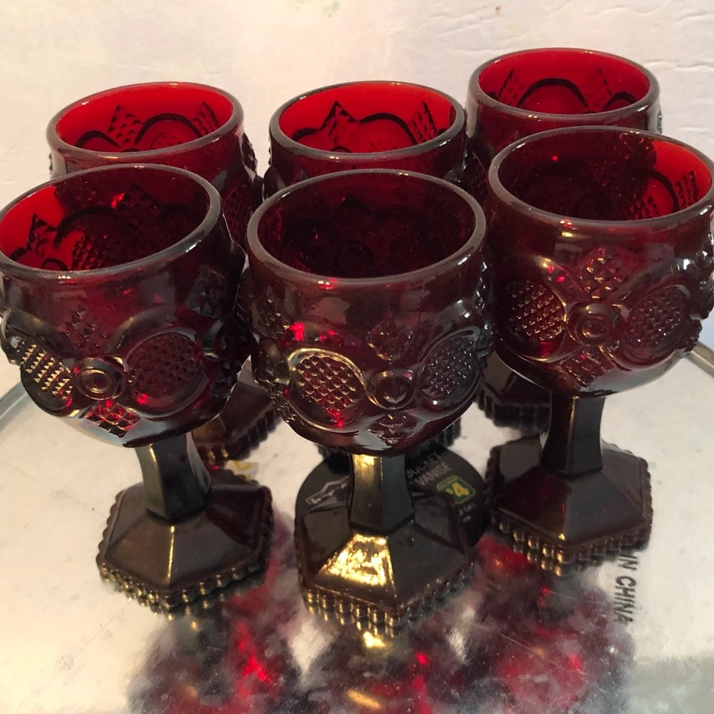 Ruby Red Goblet Set from Avon - 1975/1993- very collectible- Christmas- wedding